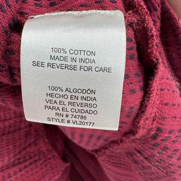 Patrons of Peace Geometric Print Babydoll Mini Dress Womens Small Red Wine - Picture 8 of 11